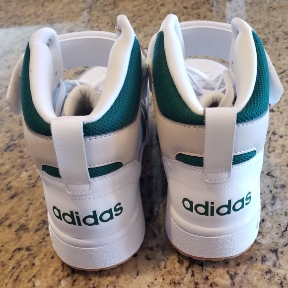 ADIDAS MEN'S POSTMOVE MID WHITE GREEN GUM BASKETBALL SHOES 11.5 NEW IN BOX & TAG - Picture 8 of 15